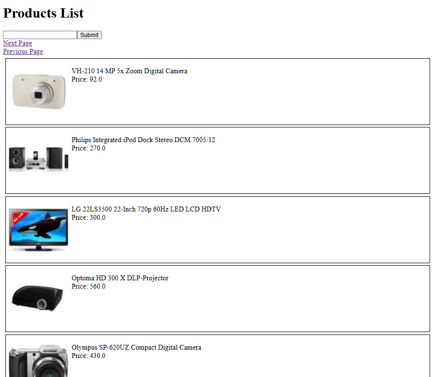 Shop list Website Page1